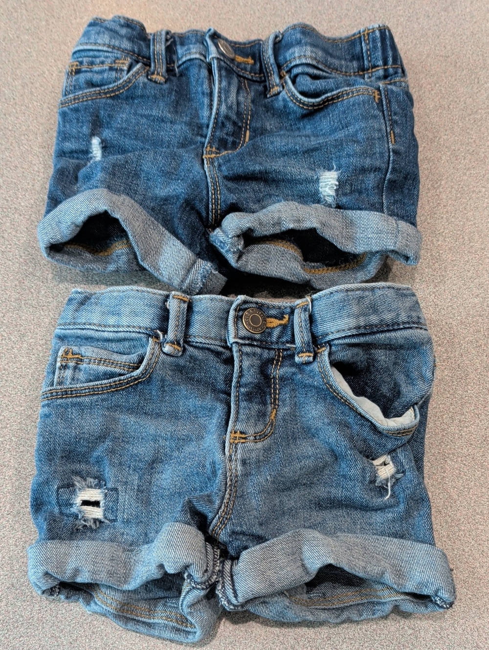 Old Navy Kids Rolled Cuff Distressed Denim Shorts - Blue
